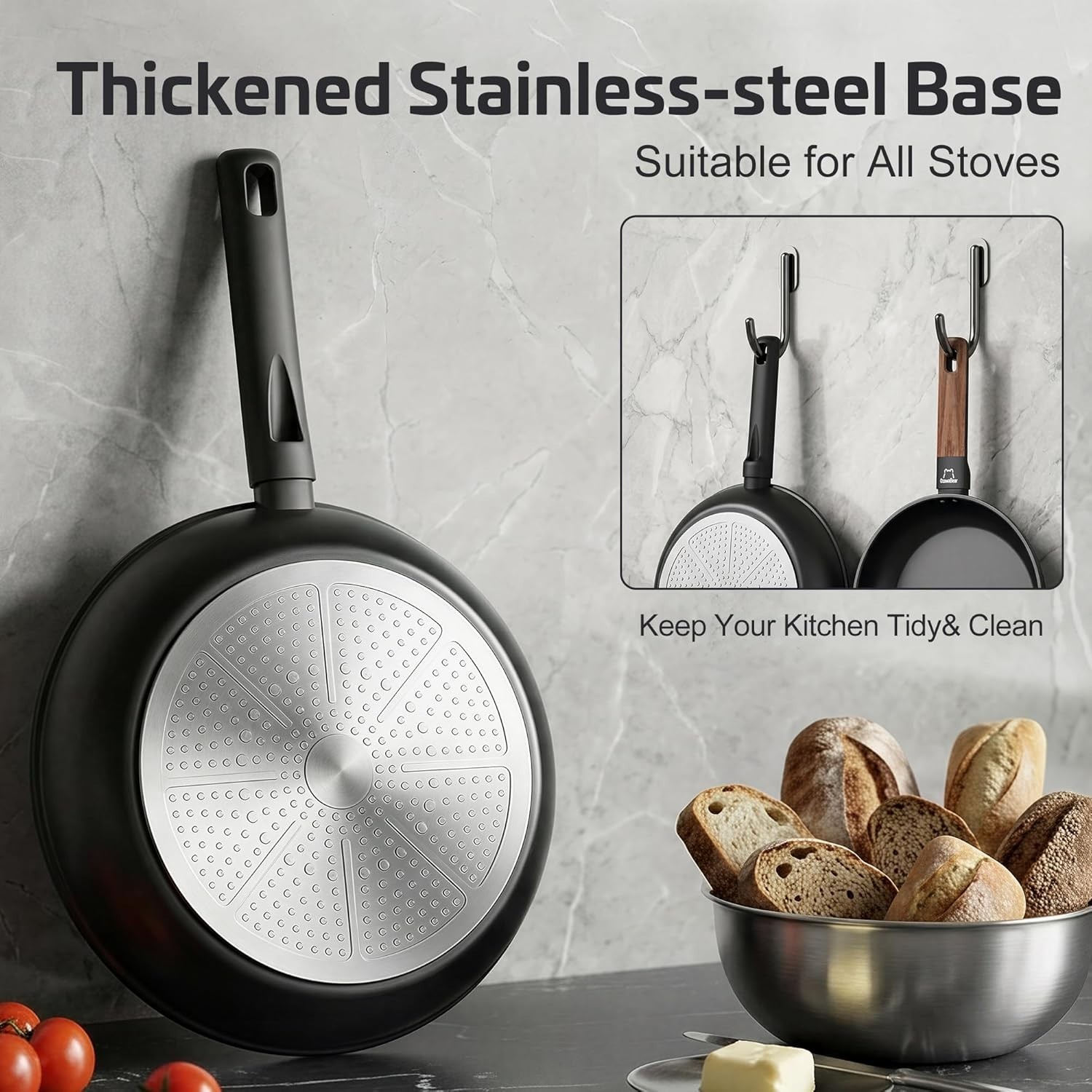 Non Stick Frying Pan Skillet, Titanium Coating Fry Pan Egg Pan Omelet Pan Non…