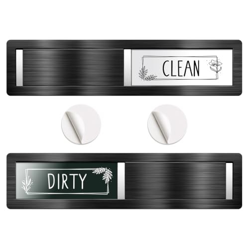 Dishwasher Magnet Clean Dirty Sign, Premium Stainless Steel, Dishwasher Black