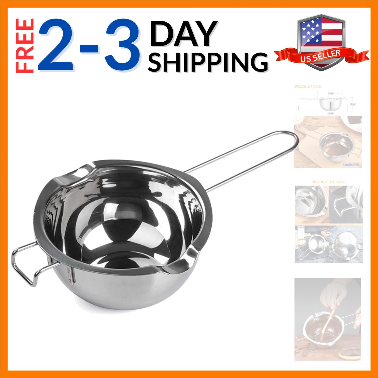 Stainless Steel Double Boiler Pot for Melting Chocolate, Candy and Candle Mak…