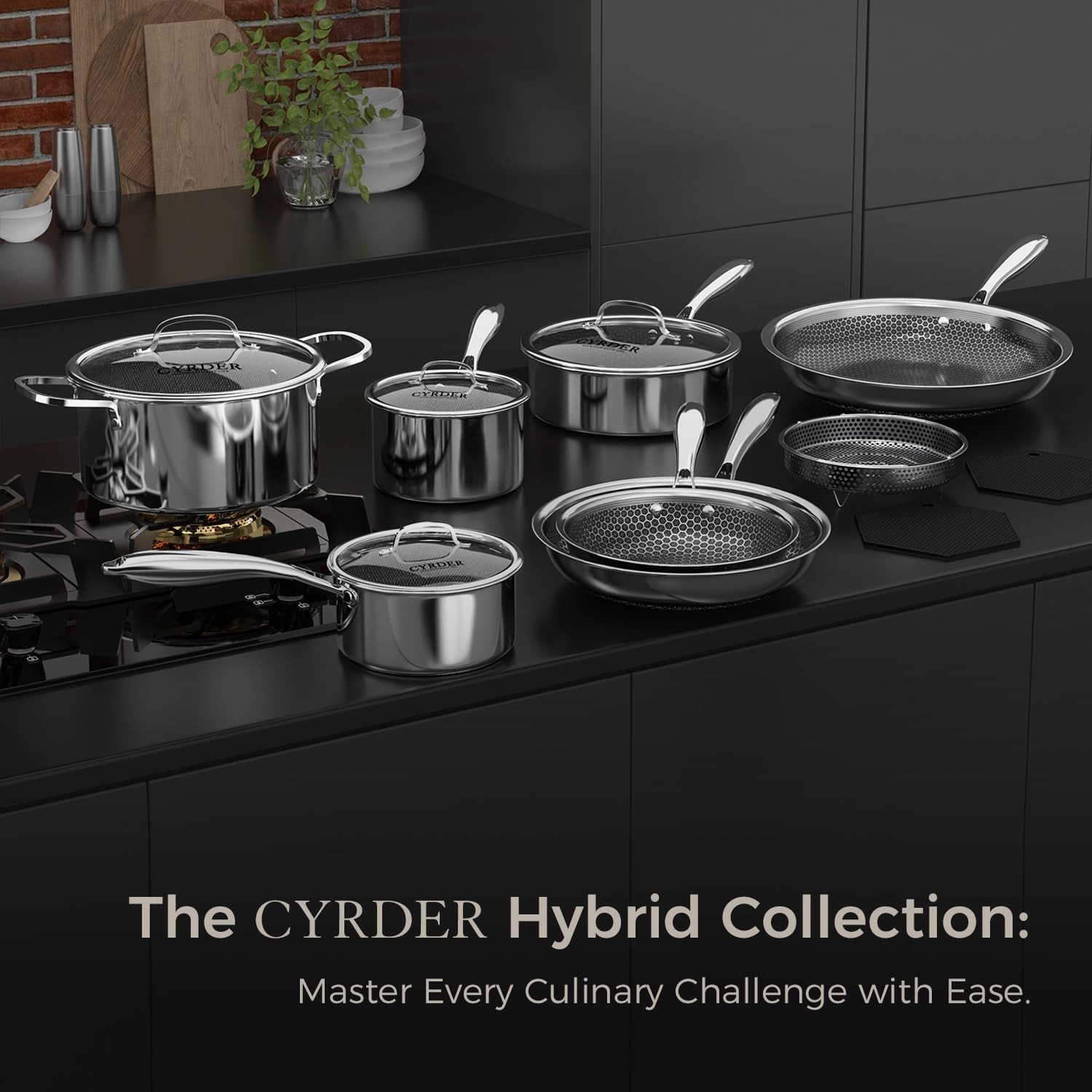 14-Piece Nonstick Hybrid Hex Cookware Set – Induction & Oven Safe, PFOA Free