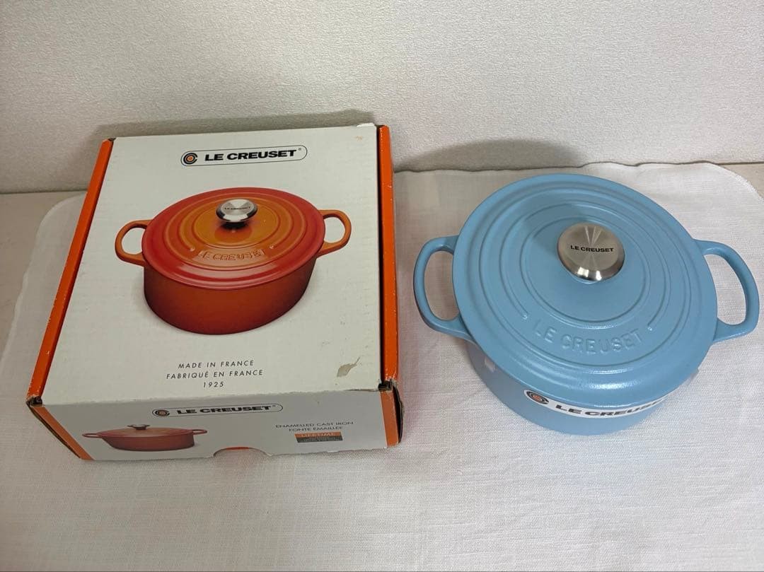 Le Creuset Signature Cocotte Ronde 18cm 7 ” 2qt Sugar Blue Enamel Cast Iron