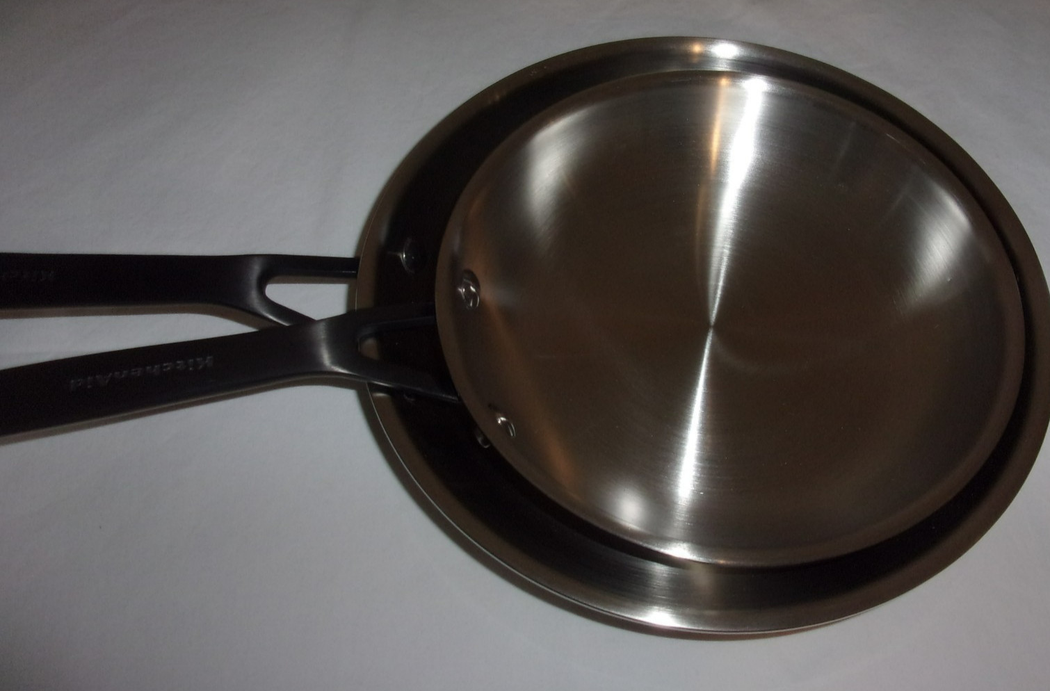 KitchenAid Set of 2 STAINLESS STEEL 5-PLY CLAD 10”25CM /8.5”21 CM Pans No Lid