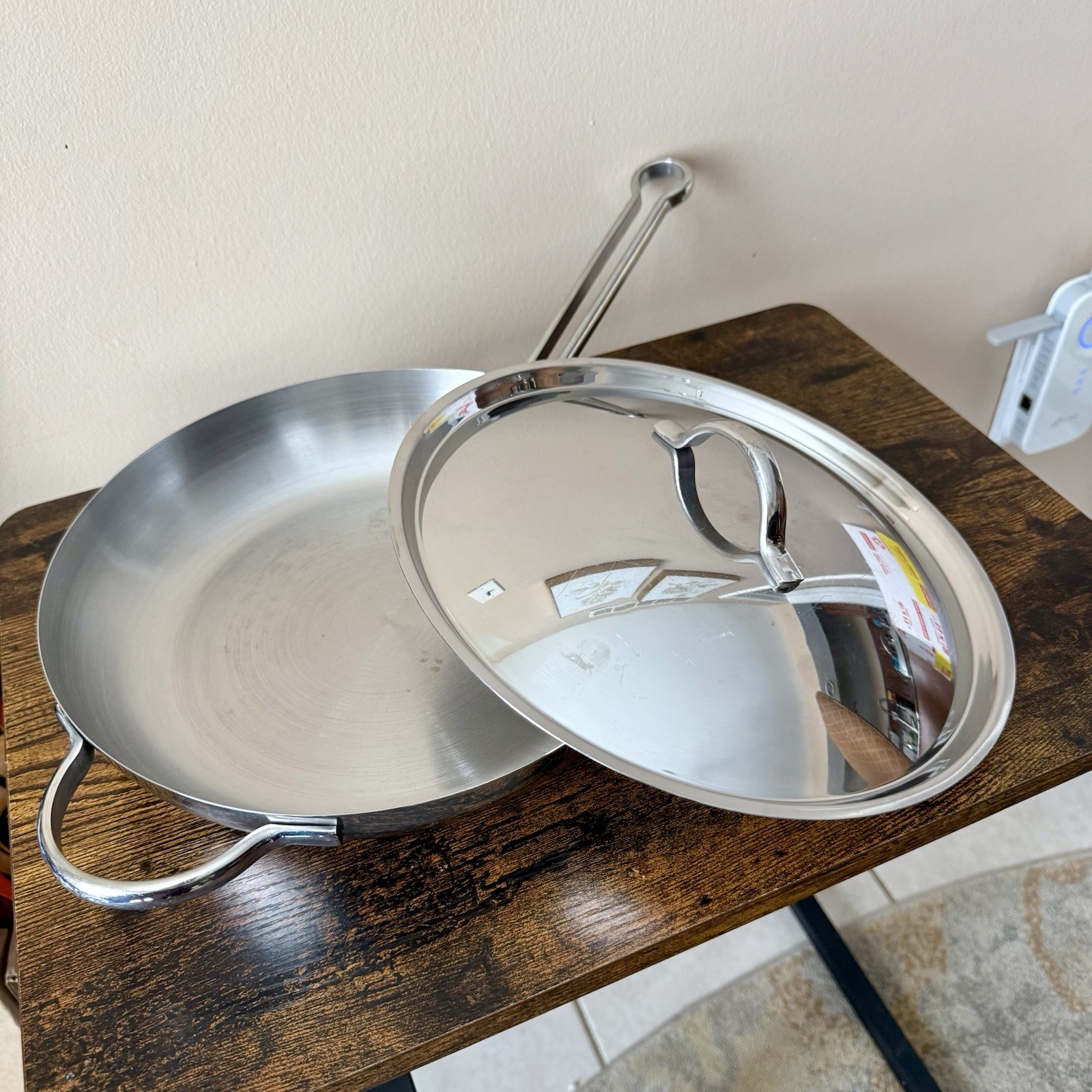 REVERE Pro Line 1801 Stainless 10″ Saute Fry Pan Skillet Copper Core 6760 w/ Lid