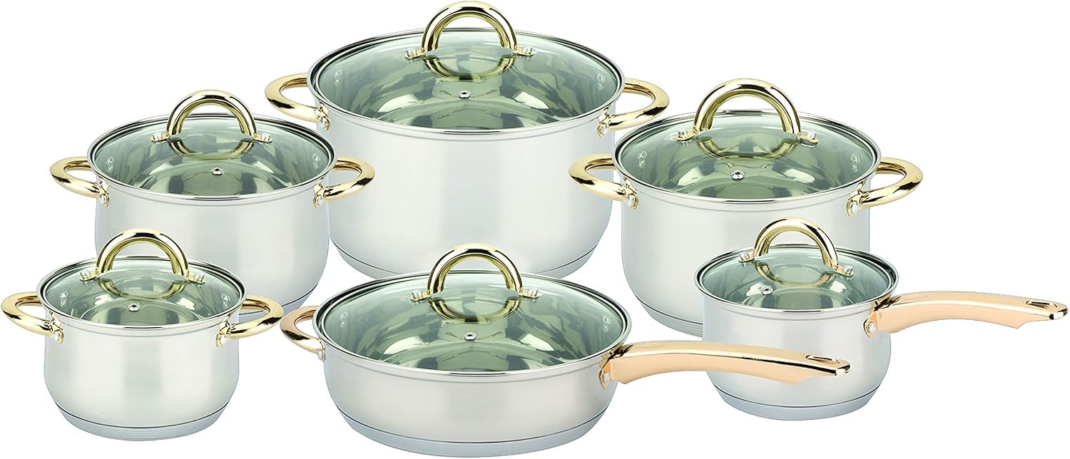 Uniware Super Quality18/10 Stainless Steel Cookware Set with Box (12 Pcs S.S