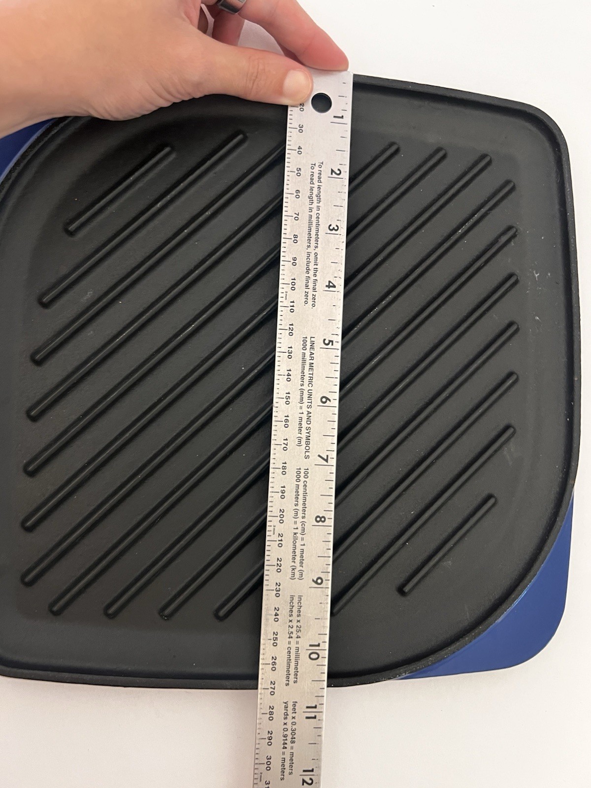 MARIO BATALI Enameled Cast Iron 11” Square Reversible Grill Blue