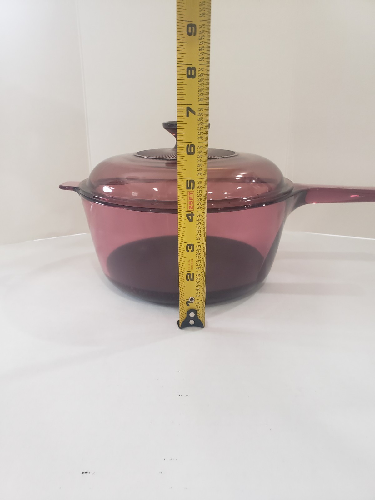 Corning Visions Cranberry 2.5L Saucepan Pot w/ Glass Lid, USA Vintage Cookware