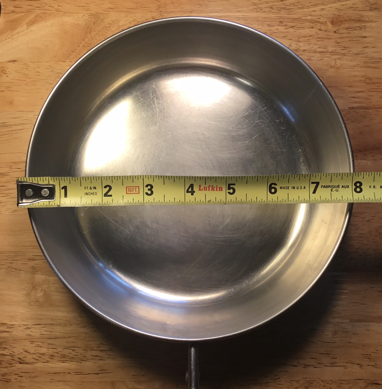 Vtg Revere Ware 8” Skillet Pan Stainless Steel w/Lid~ Clinton, IL
