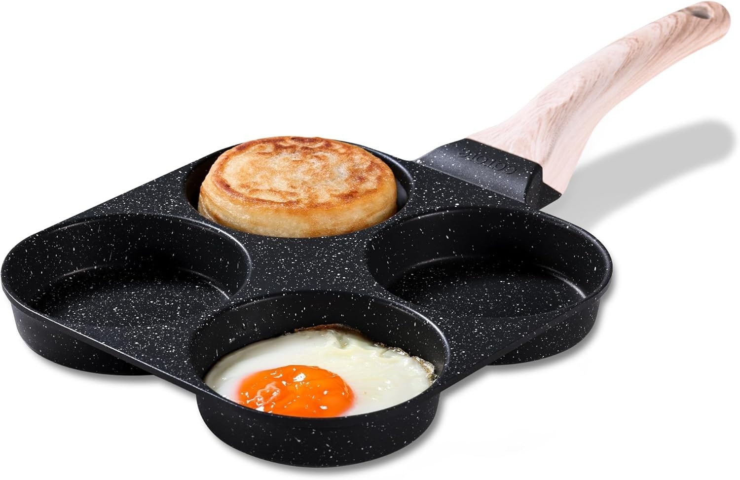 4-Cup Nonstick Granite Egg Pan – Ultimate Healthy Breakfast Skillet in Black