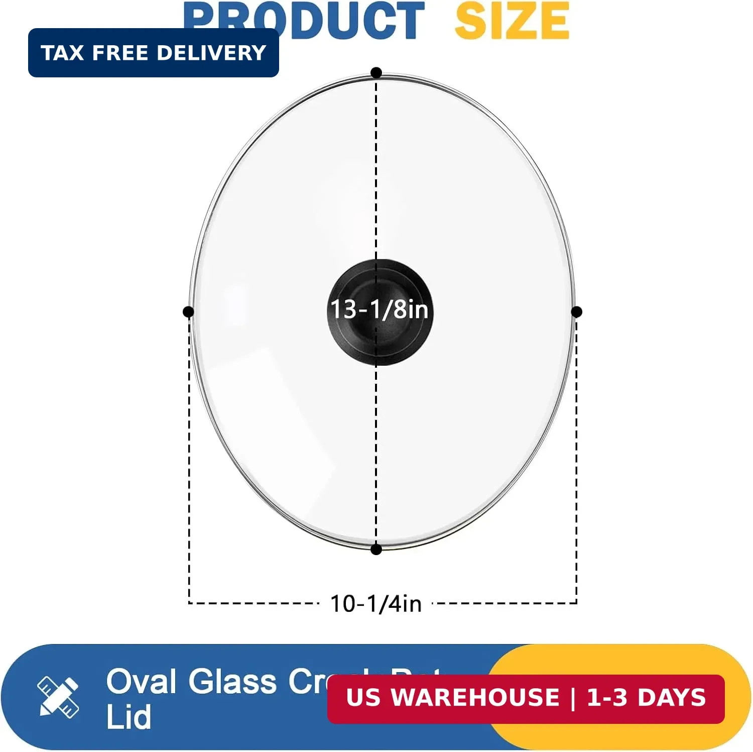 Oval Glass Crock Pot Lid 7 Quart Replacement for Oval lid Crock Pot Slow Cooker