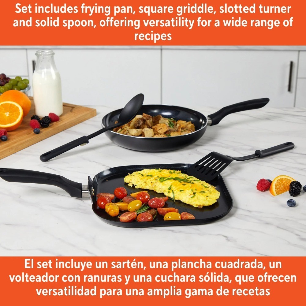 4-Piece Nonstick Ceramic Cookware Set with Stay-Cool Handles, 10 & 10.5 Inch