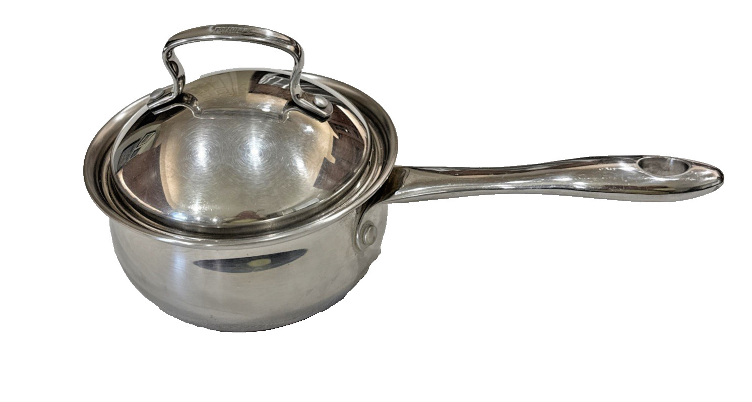 Vintage Belgique Stainless Steel 1 Qt Sauce Pan Vented Lid Copper Bottom