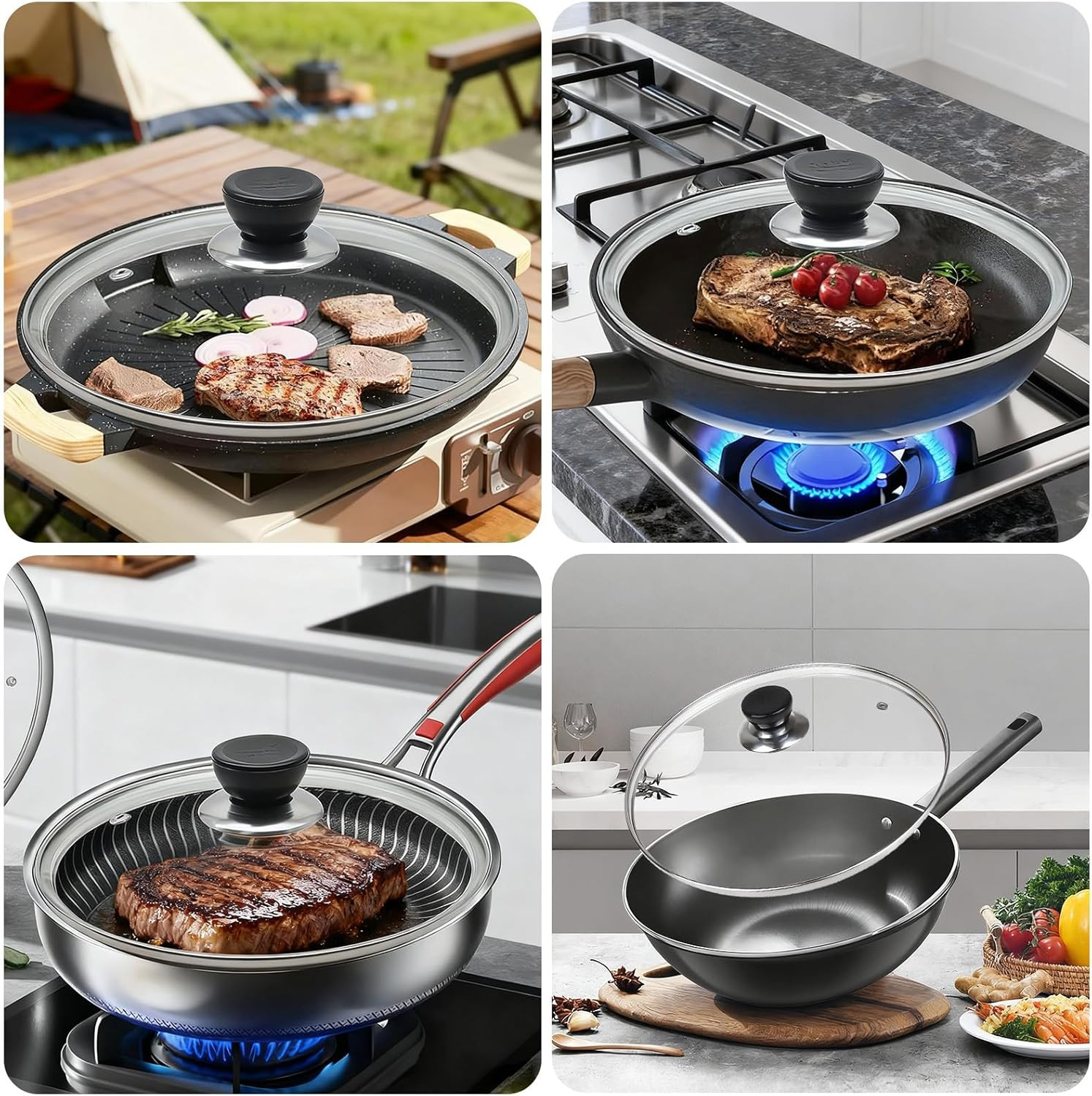 12 Inch Pan Lid, 12 Inch Frying Pan Lids, Tempered Glass Cast Iron Lid for Skill