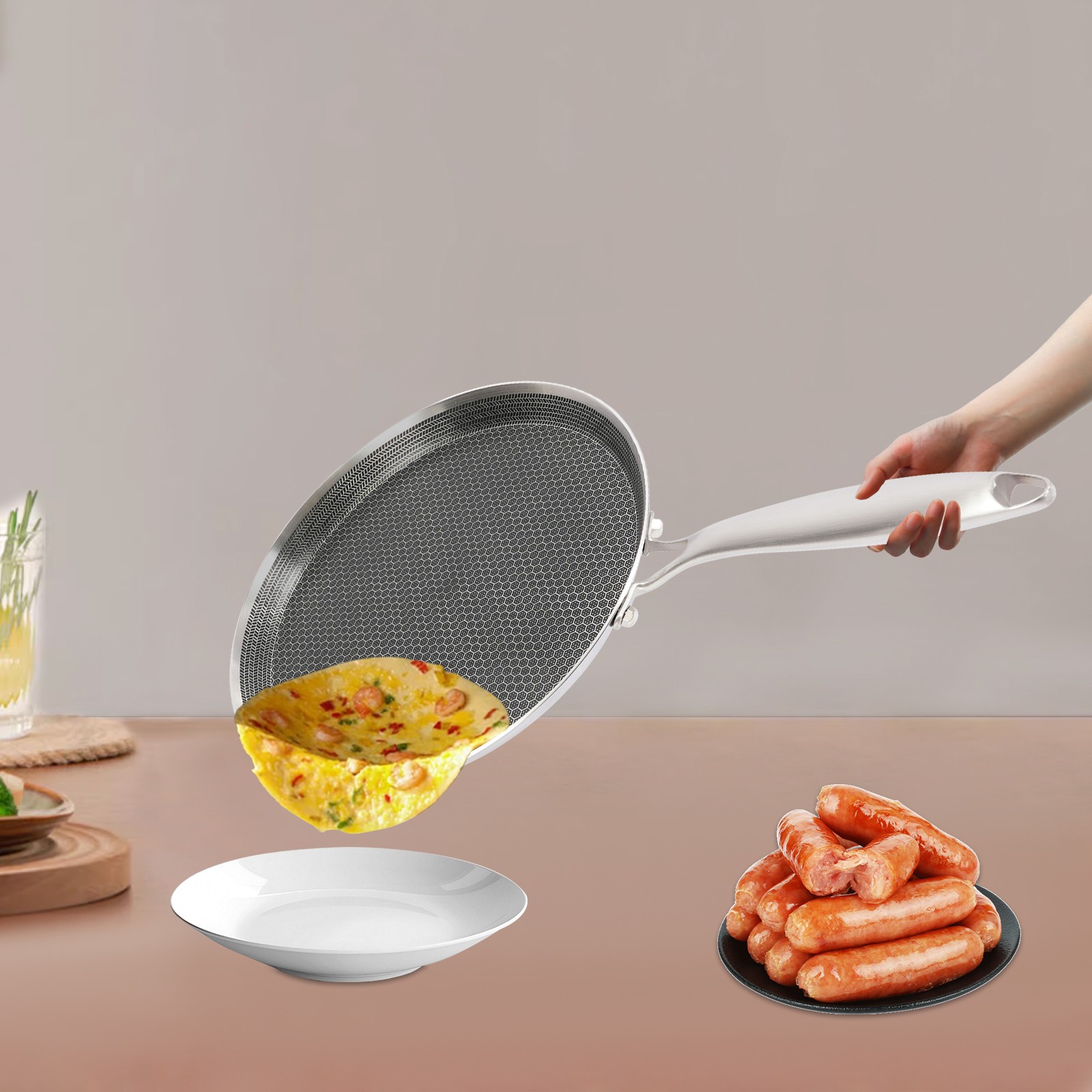 Stainless Steel Crepe Pan, Pancake Pan, Stainless Steel Cooking Pan