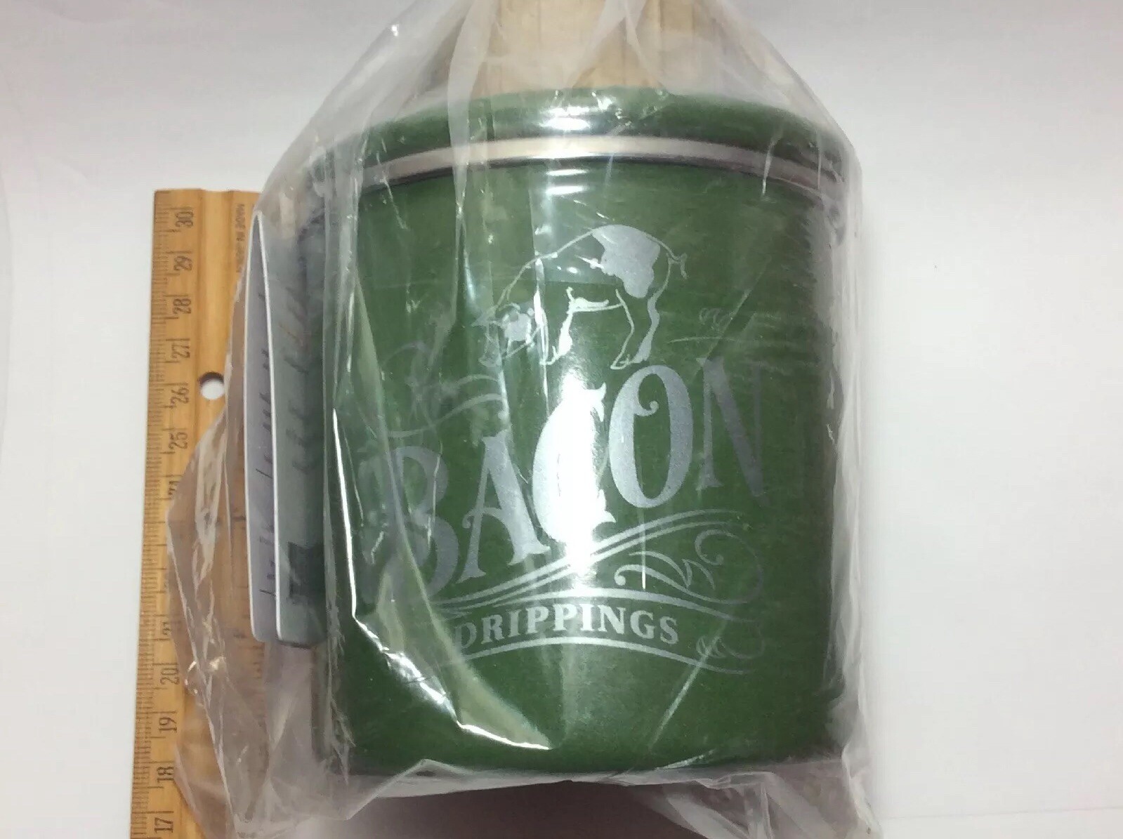 New BACON GREASE CAN Basil GREEN Enamel On Steel Storage Container Ayesha Curry