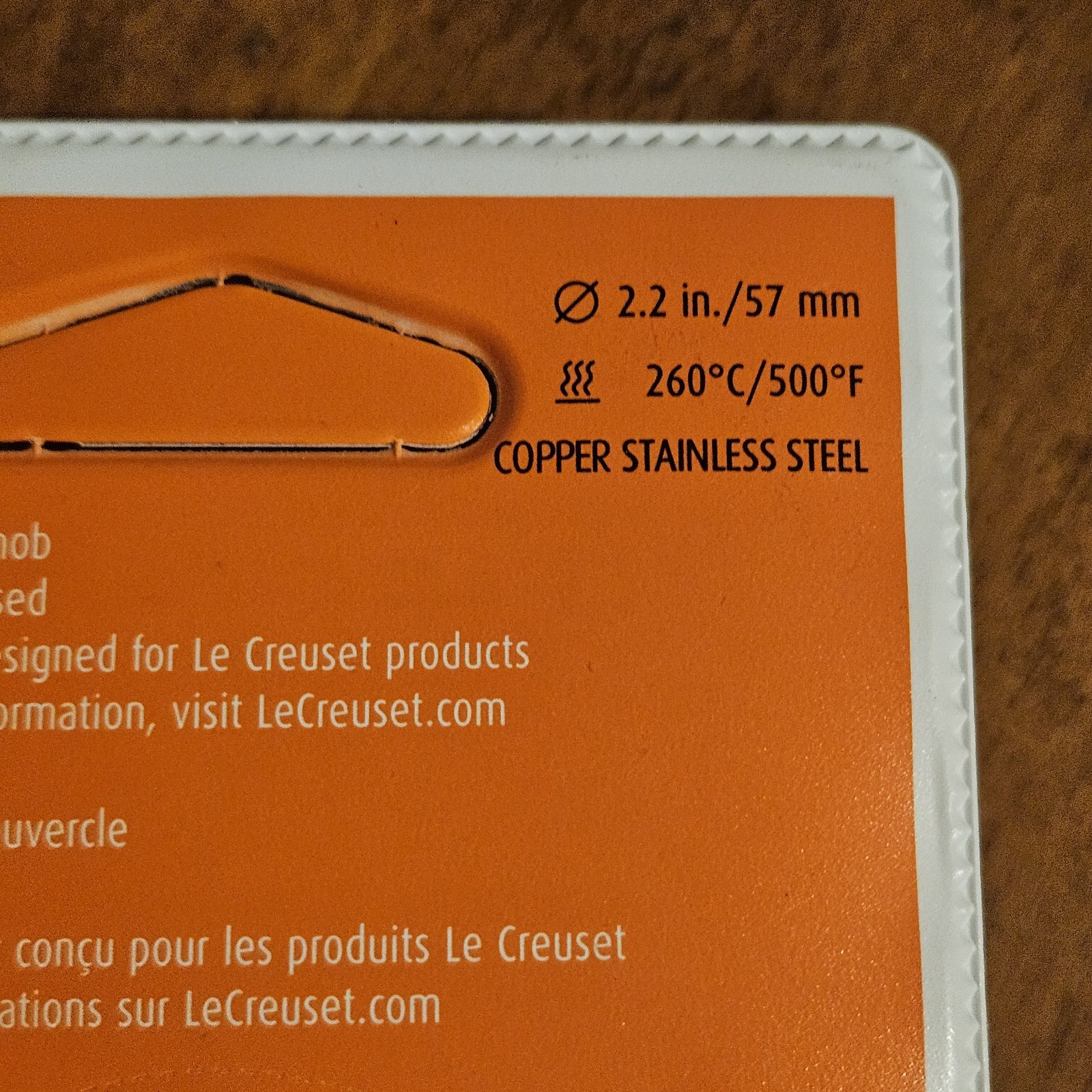 Le Creuset Large Copper Knob Size 2.2″ Brand New in Sealed Pack