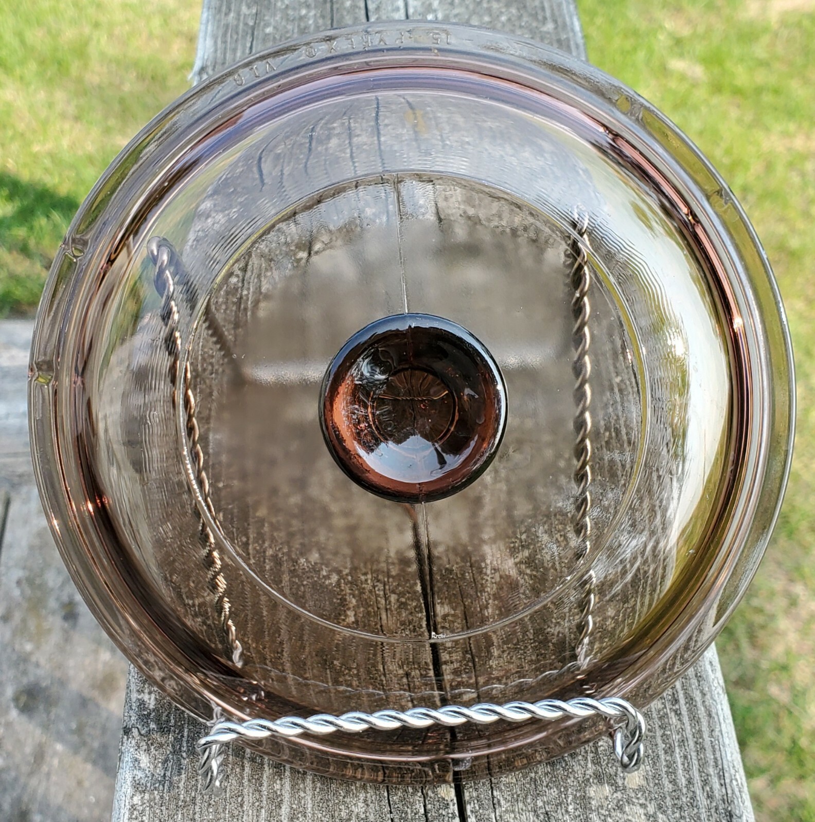 Pyrex V1C Amber Glass Lid 6-3/8″ Replacement Visions Cookware Round