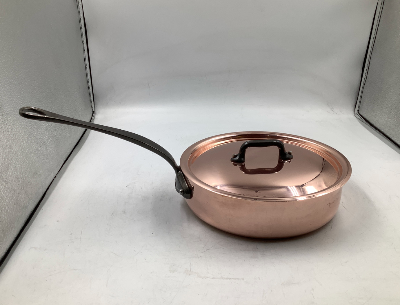 Mauviel M’Heritage M150CI Polished Copper & Stainless Steel Saute Pan, 1.8 Qt