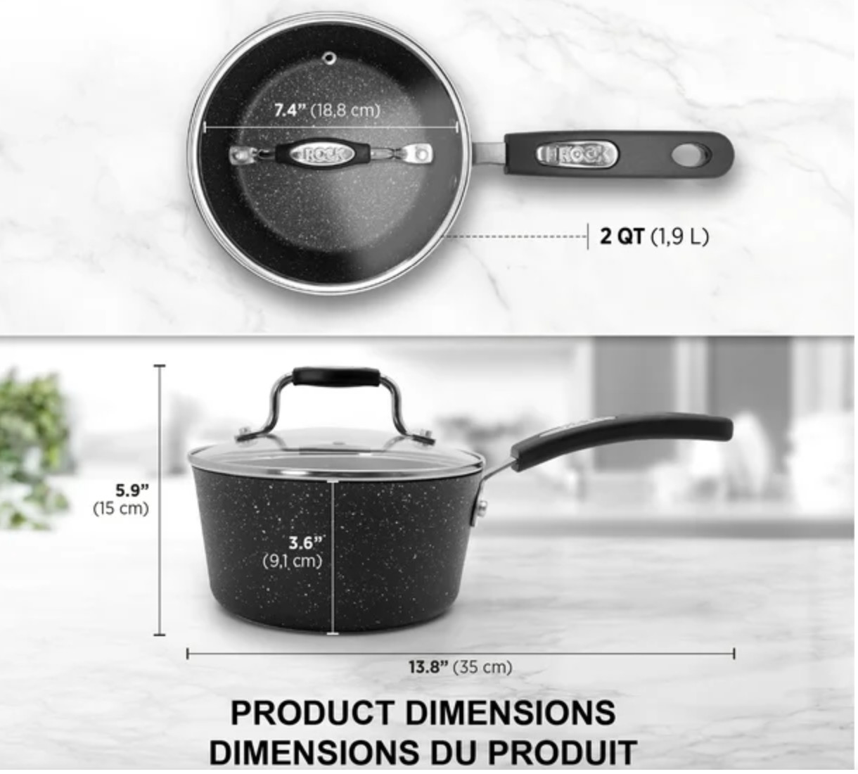 Starfrit The Rock Pot Set With Lids 2 Pieces- Non stick