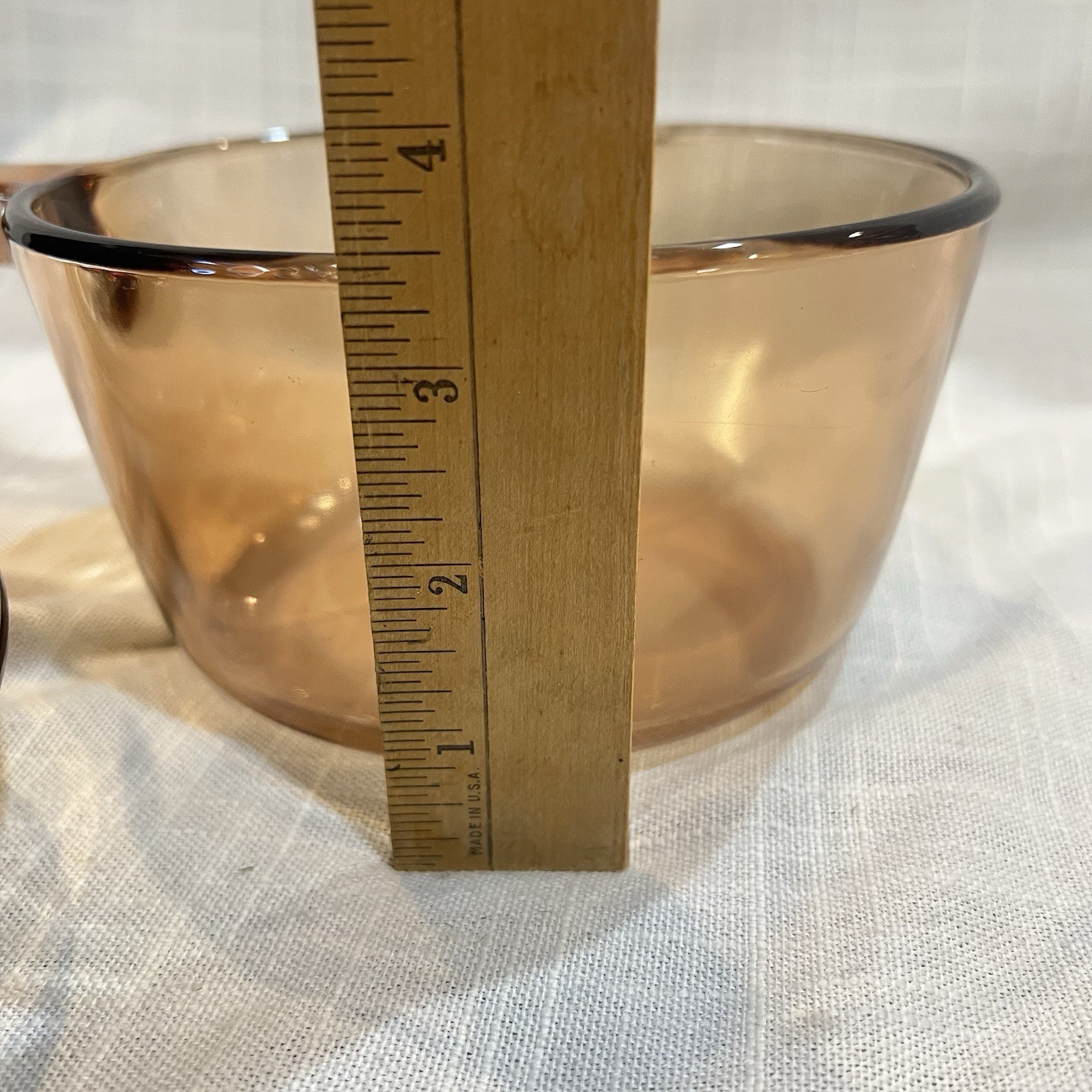 Visions Corning 1L Amber Glass Saucepan Pot Pyrex Lid w/ Pour Spout V1C Vintage