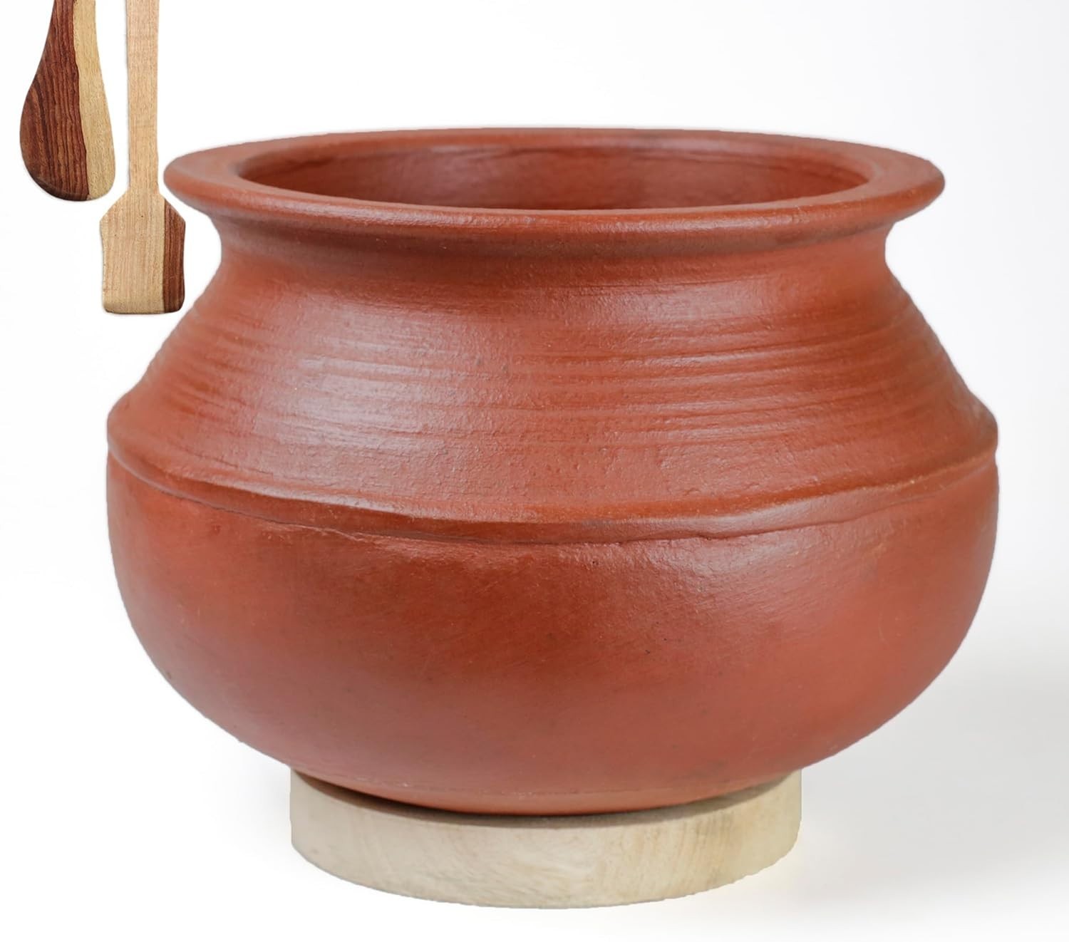 Clay Earthenware Pot LPG and Microwave Safe Unglazed/2 L Red Indian Traditiona