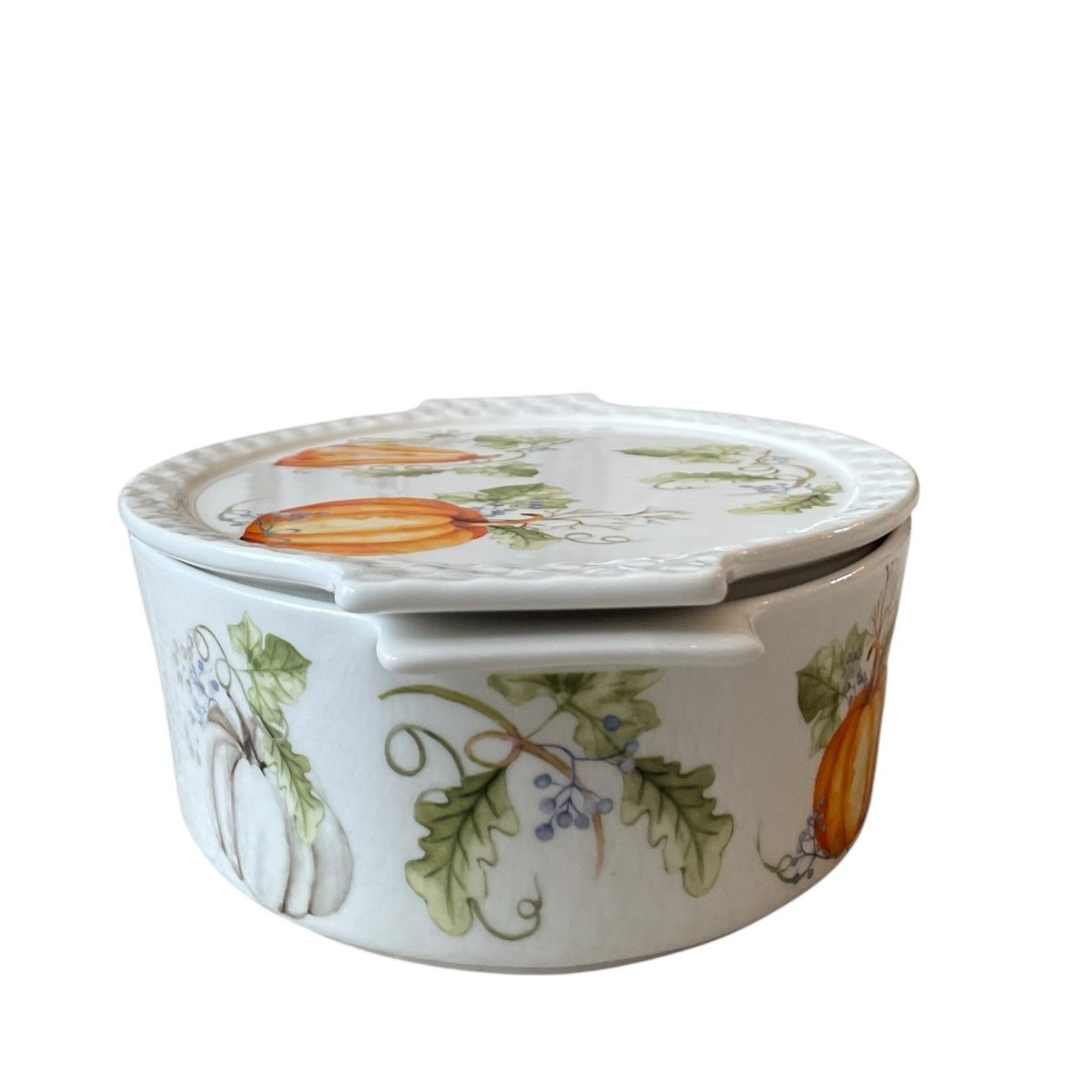 Grace Pantry Oval Oven Safe Baker Casserole w/ Lid 11in Fall Thanksgiving NEW