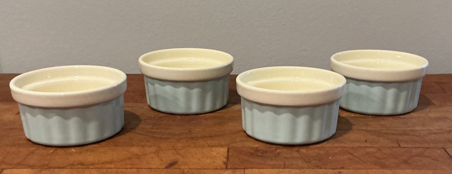 Set of 4 Light Blue & Cream 8 Ounce Ramekins Natural Elements from Kitchen Kraft