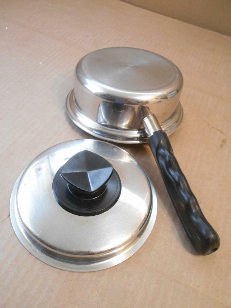 Stainless Steel Pan with Lid 6 3/4″ Across ~