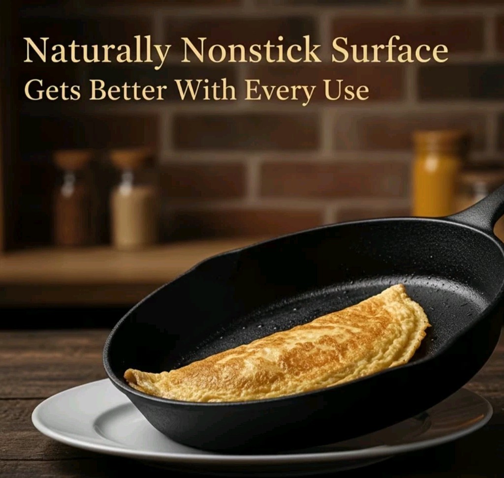 3pc CAST IRON Skillet Set, 6/8/10 inch Pre-Seasoned Pans, Black