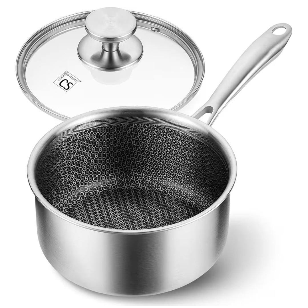 KOCH SYSTEME CS Hybrid Nonstick Stainless Steel Sauce Pan 3QT Tri-ply Silver