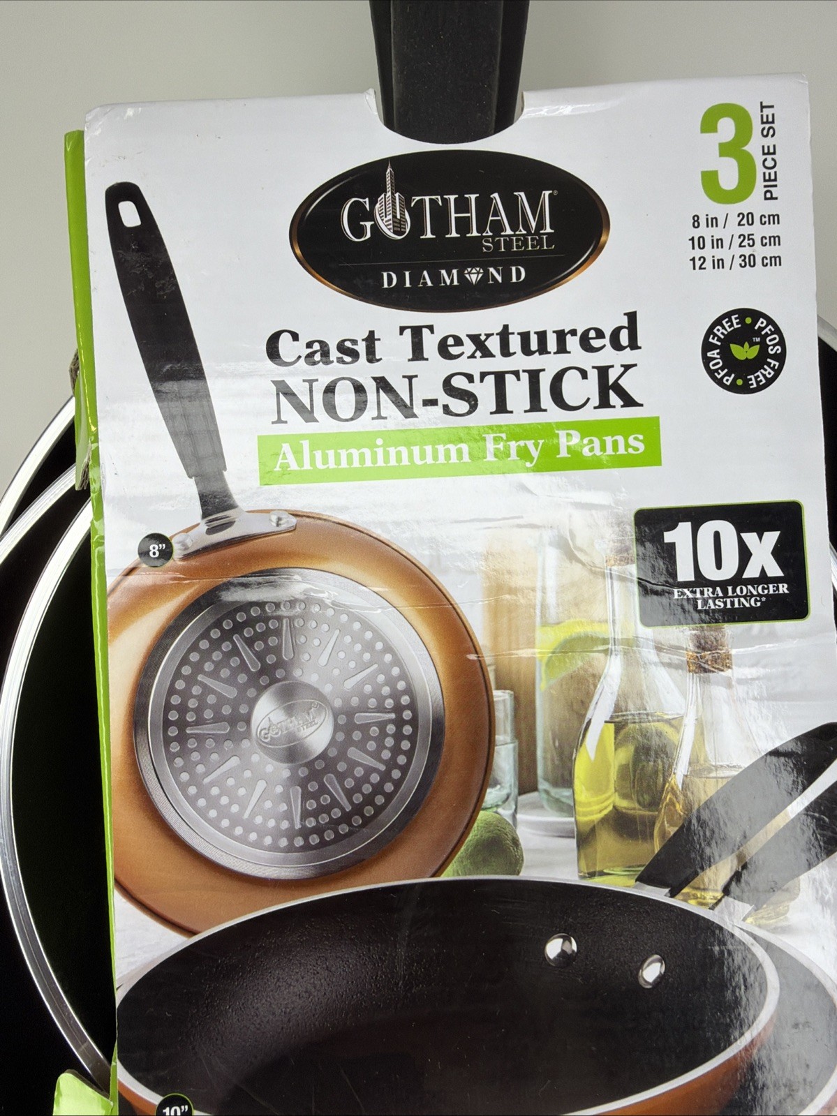 Gotham Steel Diamond Cast Textured 3-Pc. Non-Stick Set 8″/ 10″/ 12″ Fry Pans