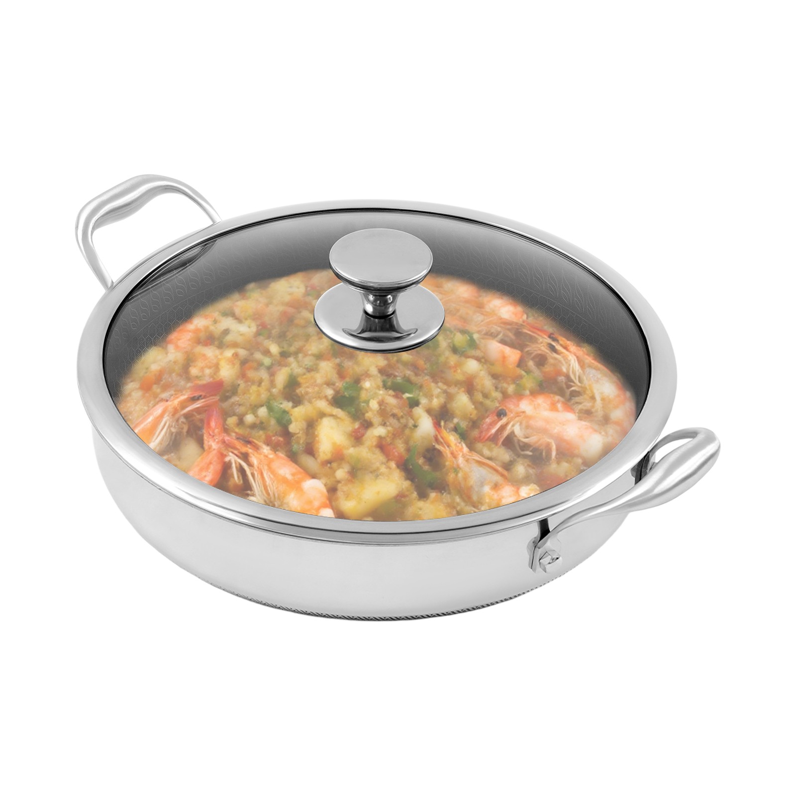 Flat-Bottomed Frying Pan with 2 Handle, Kitchen Round Flat-Bottomed Frying Pan