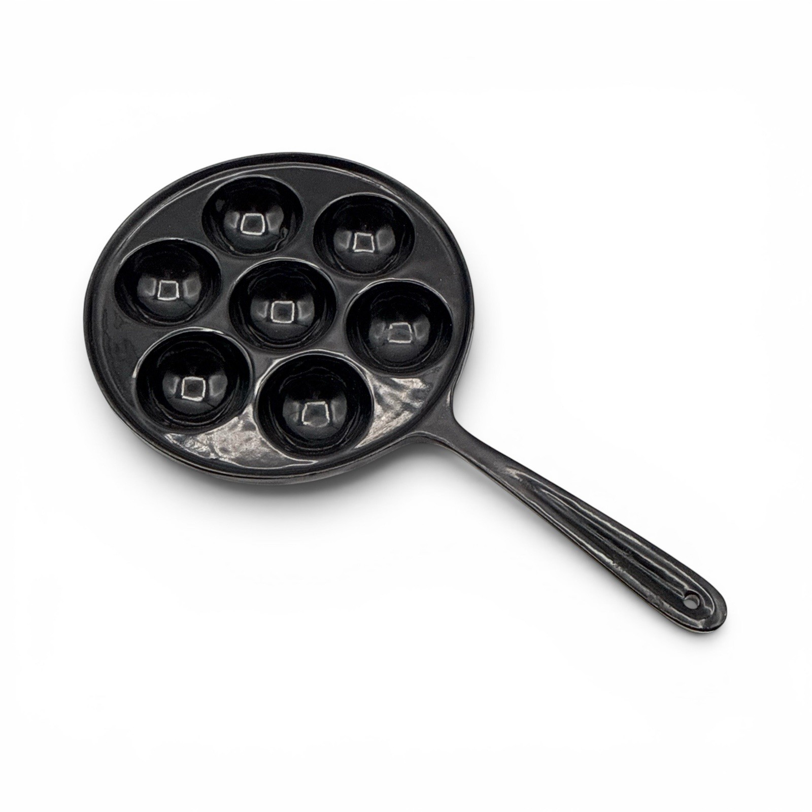 Cast Iron Black Enameled Aebleskiver Pan 7 Cups