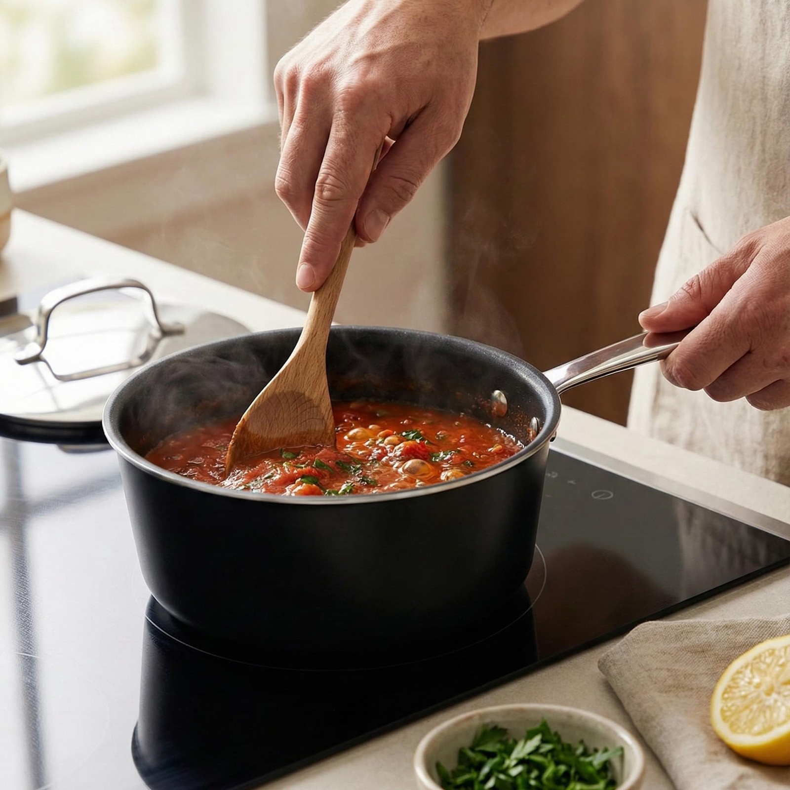 Alva Mastero 2-Quart Nonstick Saucepan with Lid, 7.1-Inch