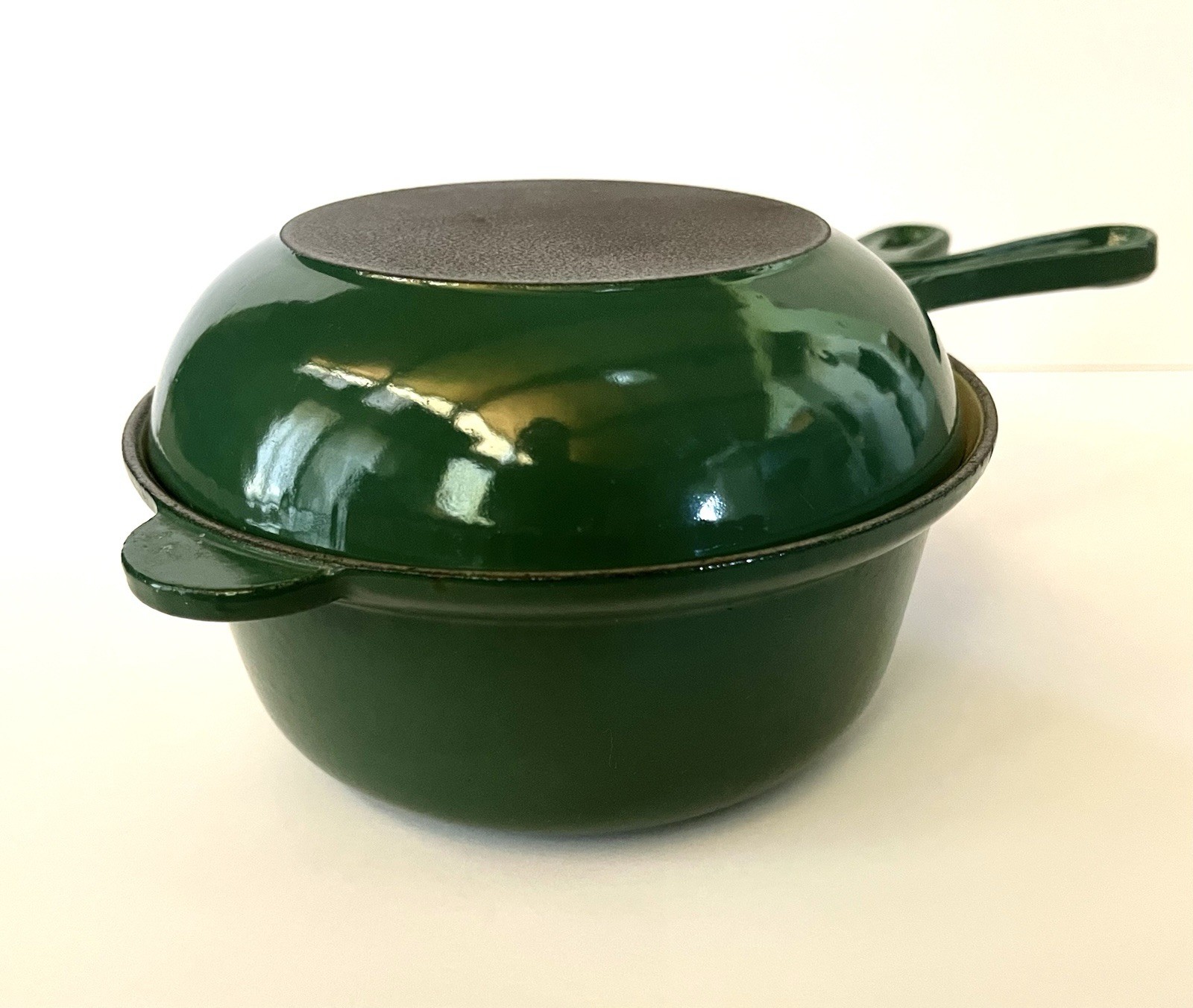 Le Creuset 18 Green Enameled Cast Iron Two in One 2 Qt Saucepan 7″ Skillet/Lid