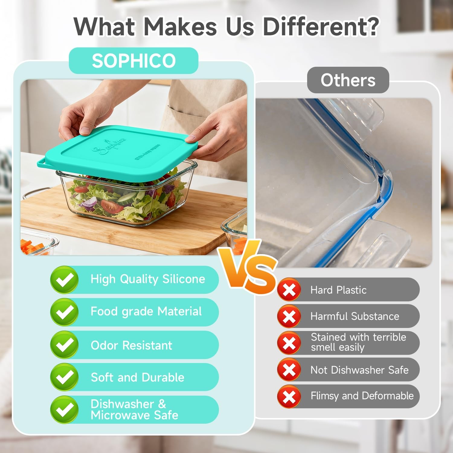 Sophico Silicone Storage Cover Lids Replacement for Pyrex Freshlock and SNAPW…