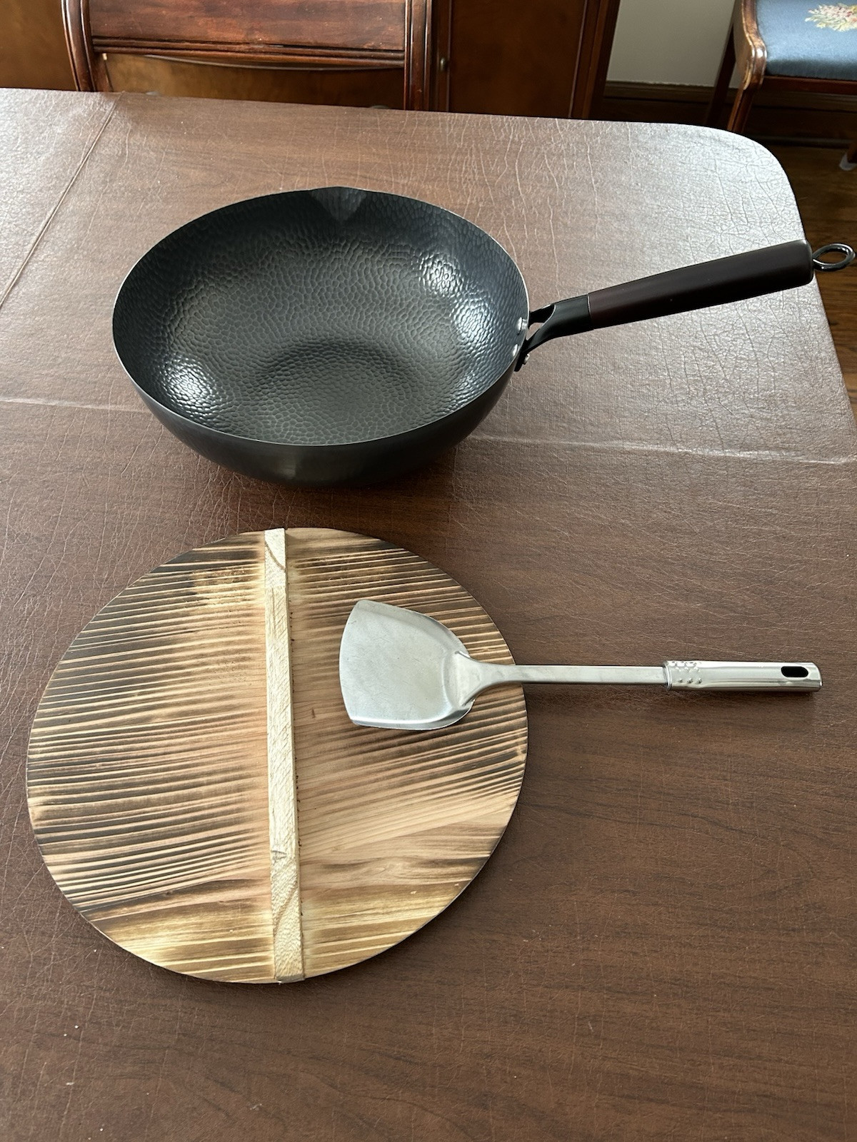 Chef’s Counter Wok Pan With Lid And Spatula Pre-Seasoned Carbon Steel New In Box