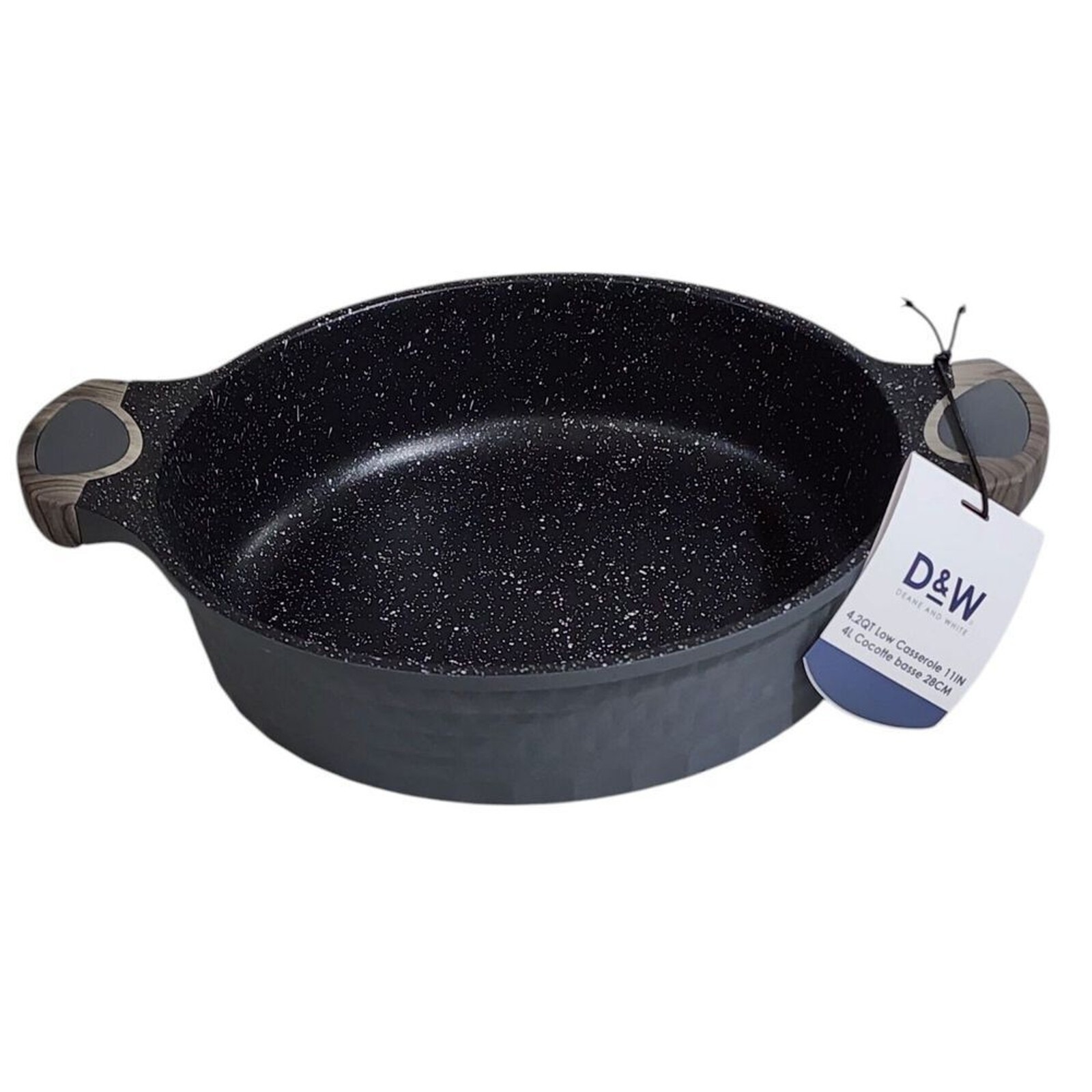 D&W Deane And White Cookware 11″ Low Casserole Pan & Lid Nonstick 4.2QT Charcoal