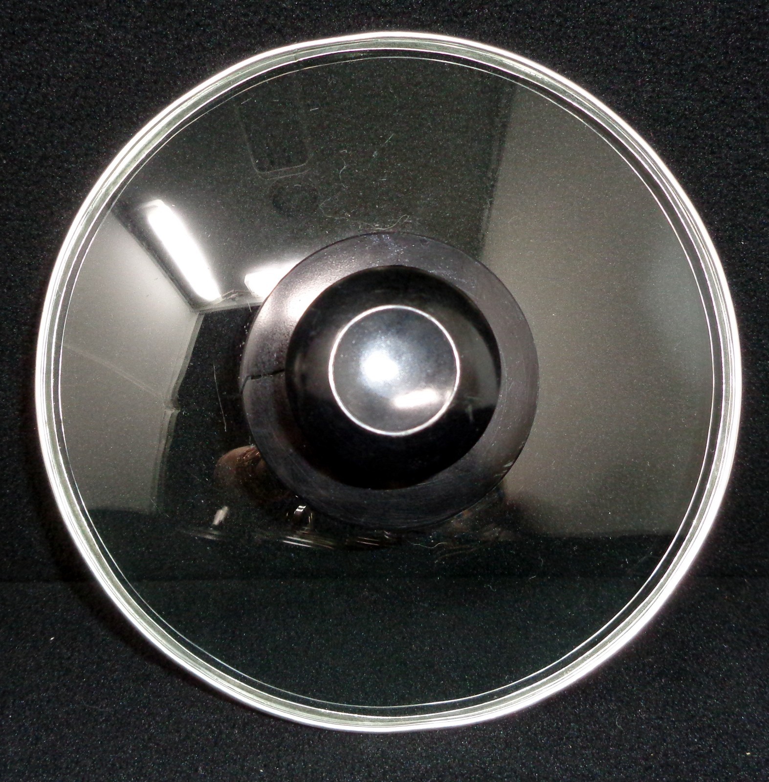Glass Pot Lid-Plastic Knob-Metal Rim-5-3/4″