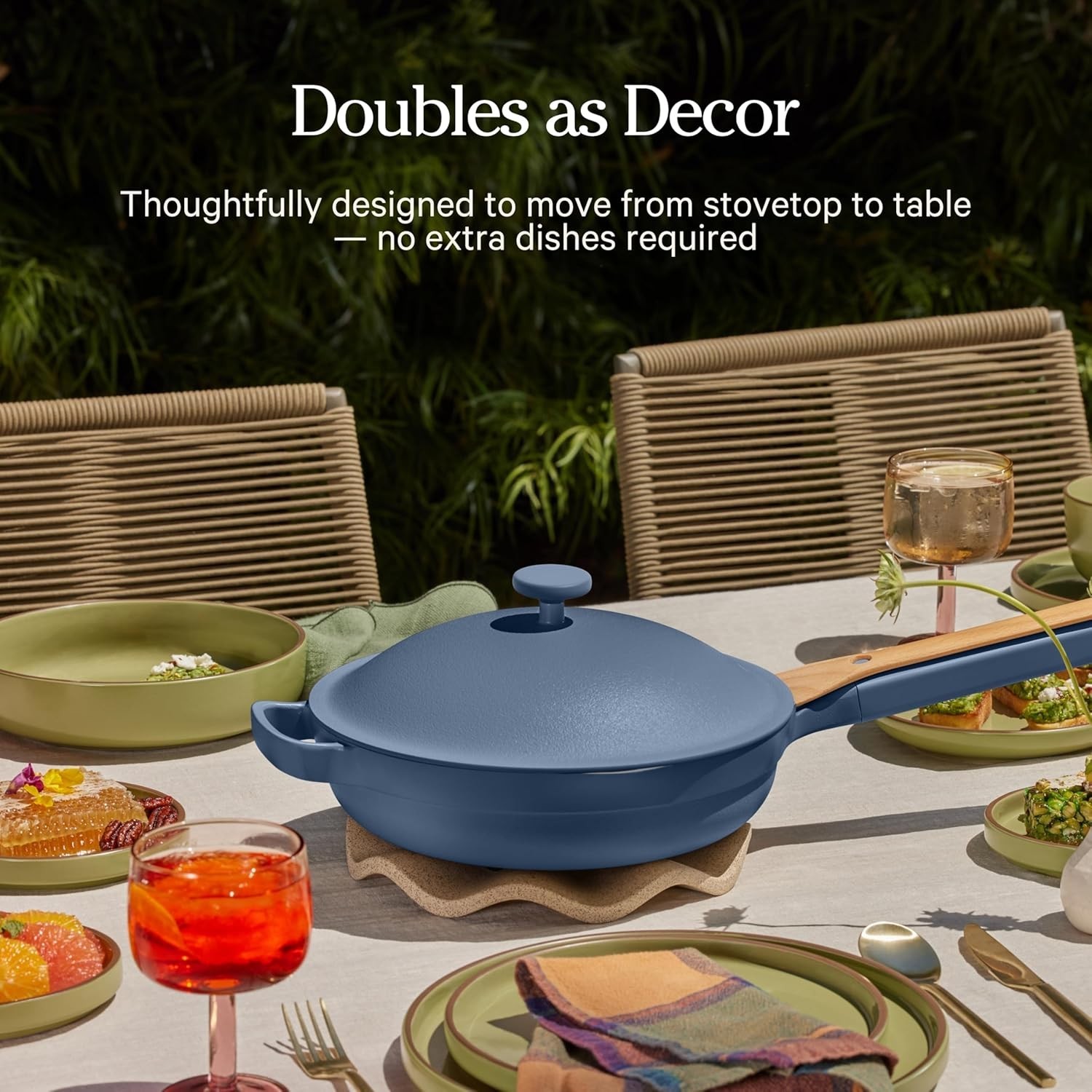 Our Place LARGE Always Pan 2.0 12.5” Ceramic Nonstick Pan w Lid BLUE SALT READ