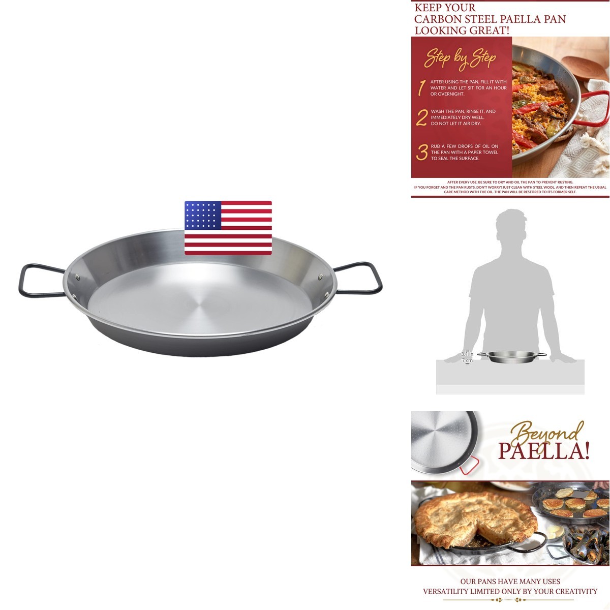 Garcima 13 1/2-Inch Pata Negra Restaurant Grade Paella Pan 34Cm Pn-13.5