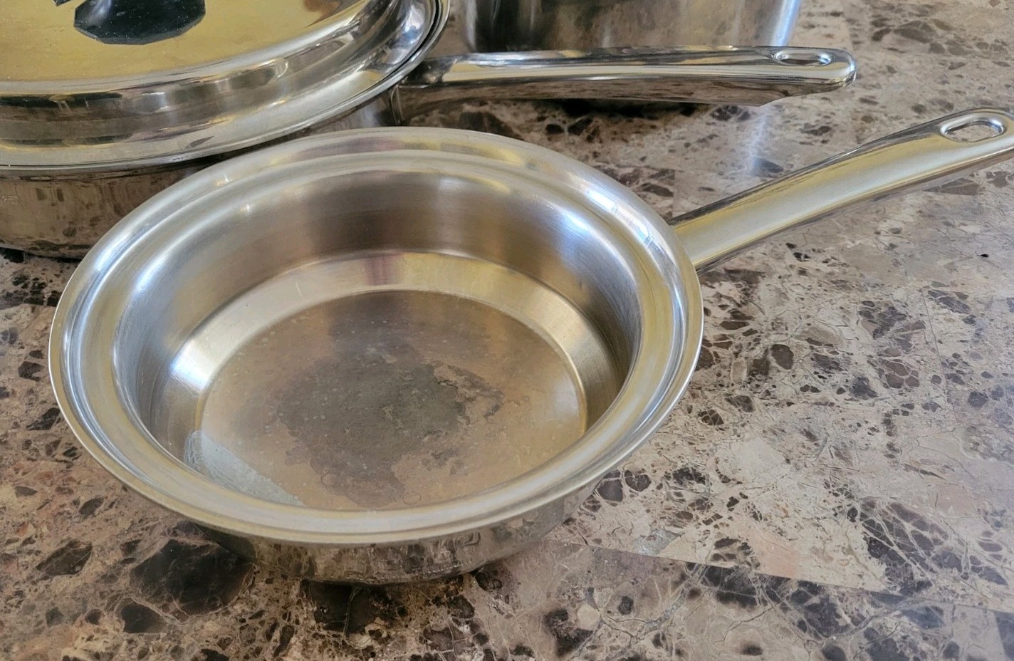 New Era 7 Ply Stainless Cookware 6 pcs Set T304 3qt + Steamer 1qt 2 Lids Skillet