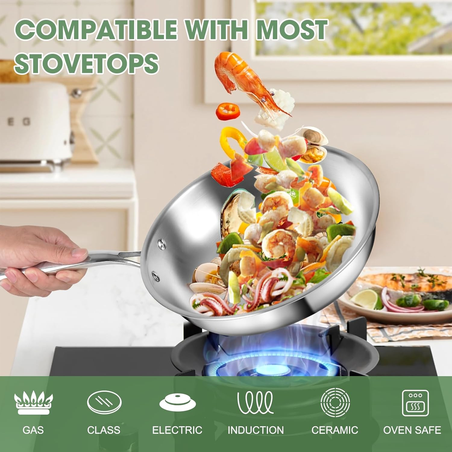 Professional 11-Piece 3-Ply Stainless Steel Cookware Set – Induction & Oven Safe
