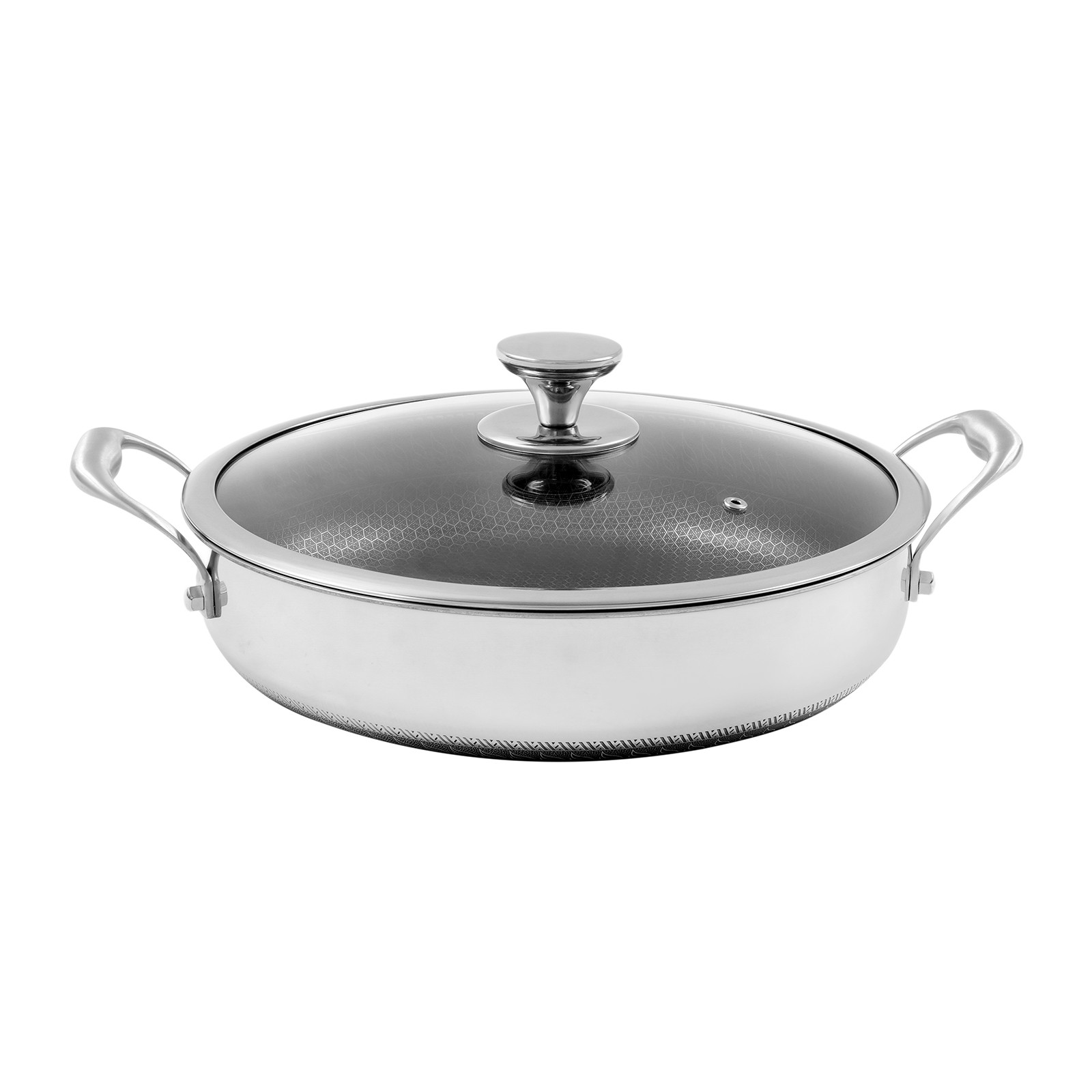 Flat-Bottomed Frying Pan with 2 Handle, Kitchen Round Flat-Bottomed Frying Pan