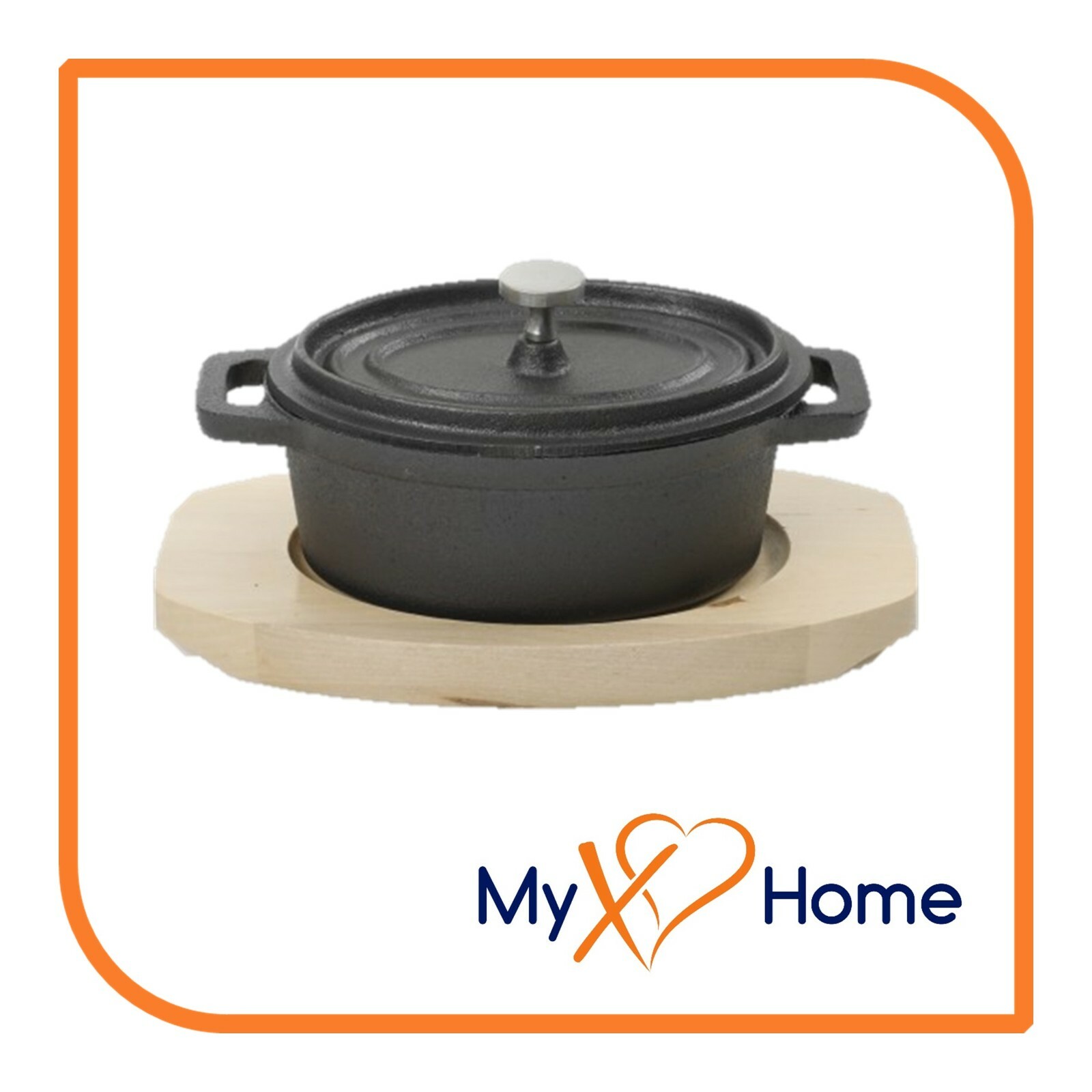0.35 Qt Oval Cast Iron w/Handles & Wooden Base (1 Casserole) by MyXOHome