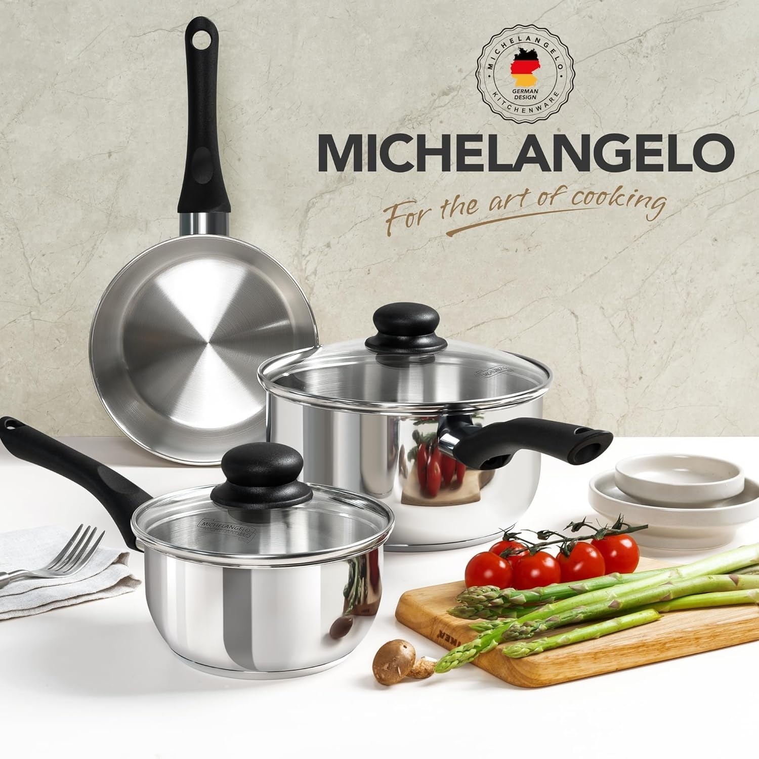Stainless Steel Saucepan Set, 1 QT & 2 QT & 3 QT Saucepans with Glass Lids…