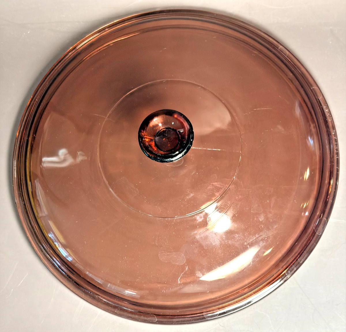 VTG PYREX Cranberry Glass 2QT Round Casserole Lid 624-C Replacement Part