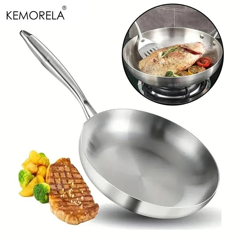2/3PCS 304 Stainless Steel Frying Pan Set 22-28CM 5-Ply Nonstick Wok for Cooking