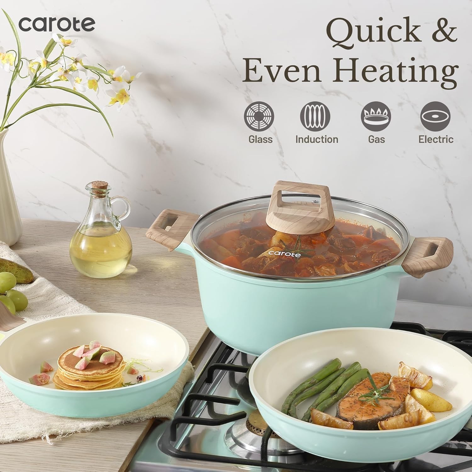 Elegant 21-Piece Ceramic Cookware Set with Non-Stick Finish – Effortless Cooking
