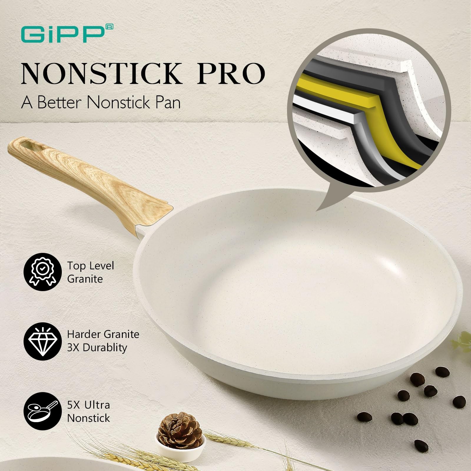 11 Inch White Granite Nonstick Frying Pan Skillet Omelette HeatResistant