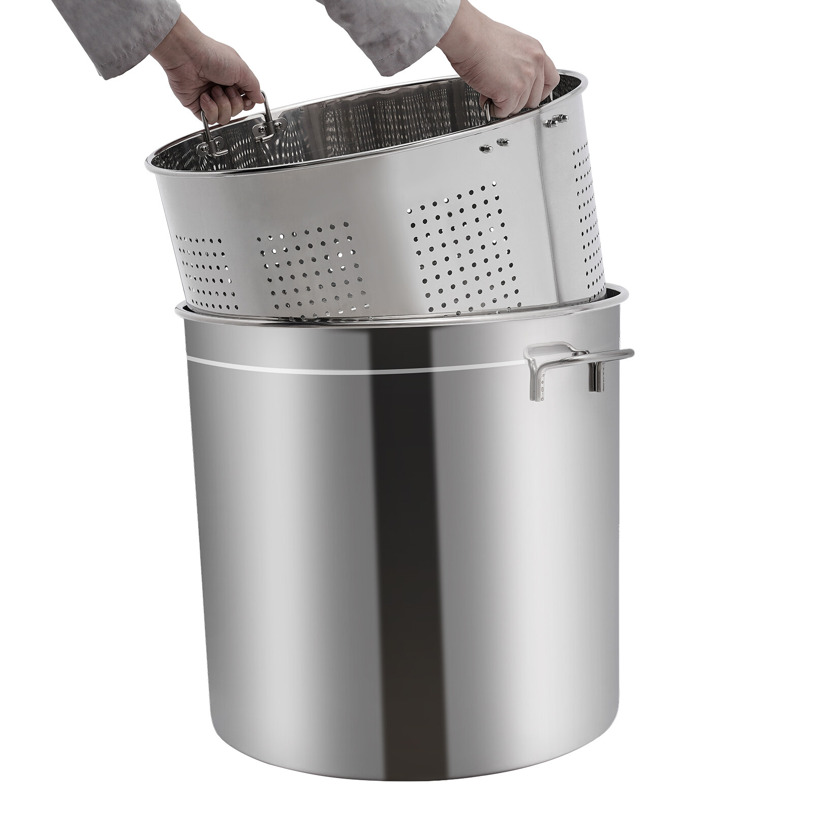 50L (52.8 Qt) Stainless Steel Stock Pot With Perforated Basket & Lid